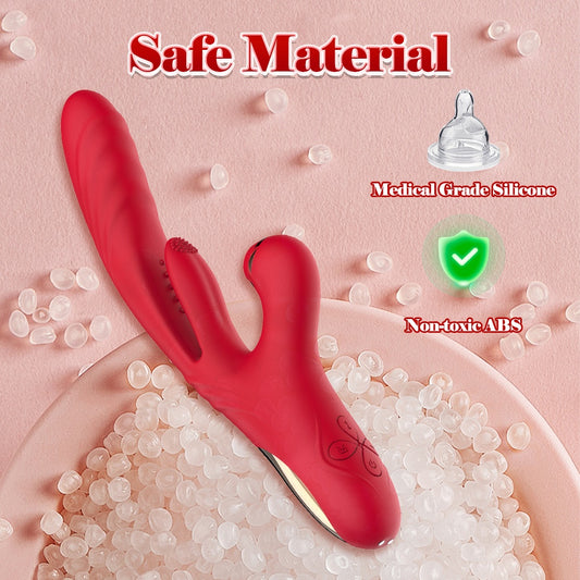 3-in-1 rabbit vibrator made from medical-grade silicone and non-toxic ABS — body-safe sex toy for women