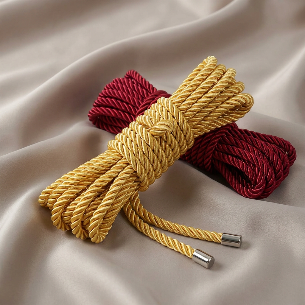 A coil of Ethereal Silk-Touch Rope in Obsidian Black, reflecting its silk-like luster