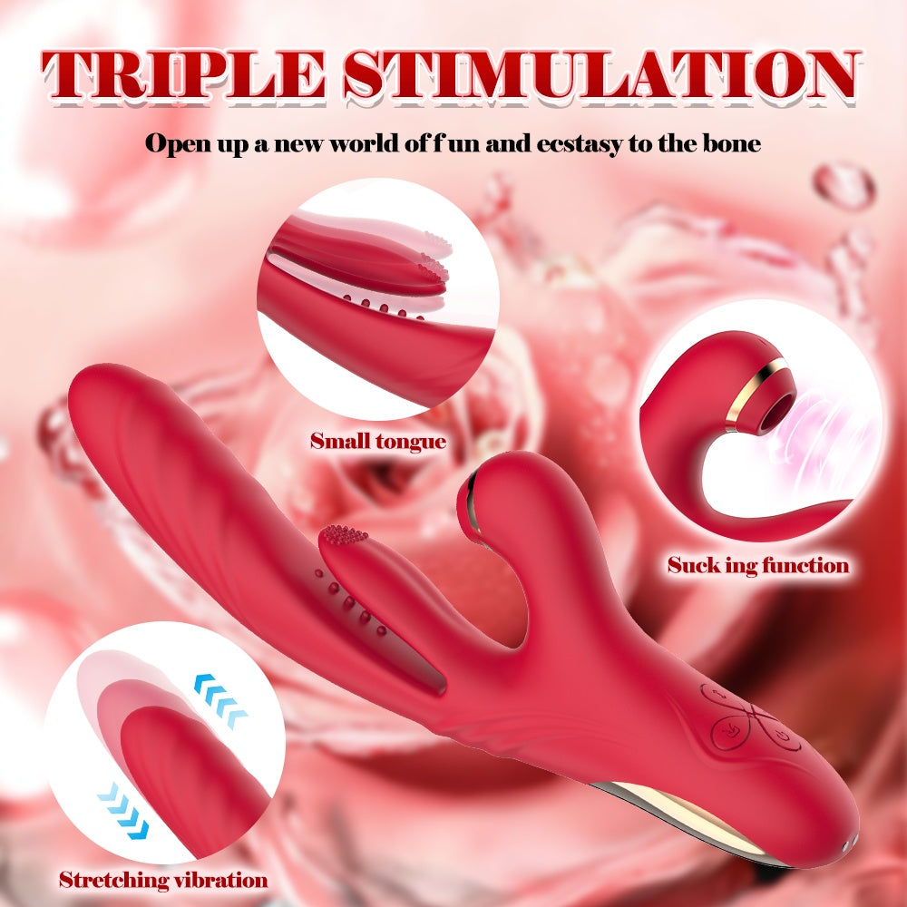 3-in-1 vibrator diagram showing G-spot, A-spot and clitoral stimulation zones — rabbit sex toy for women